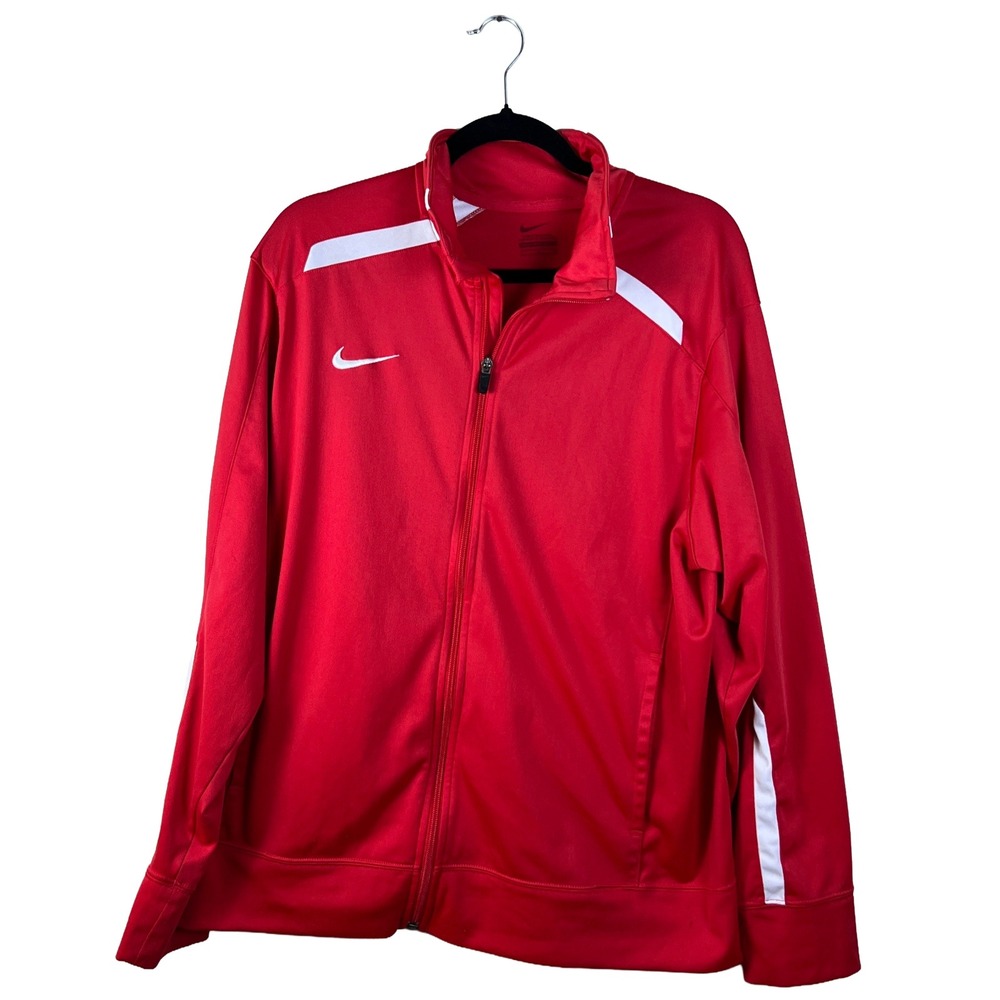 Nike‎ Men's Red White Full Zip Track Jacket Size L Athletic Athleisure